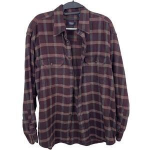 IZOD JEANS Mens Plaid Flannel Shirt Long Sleeve Button‎ Down Cotton Size L